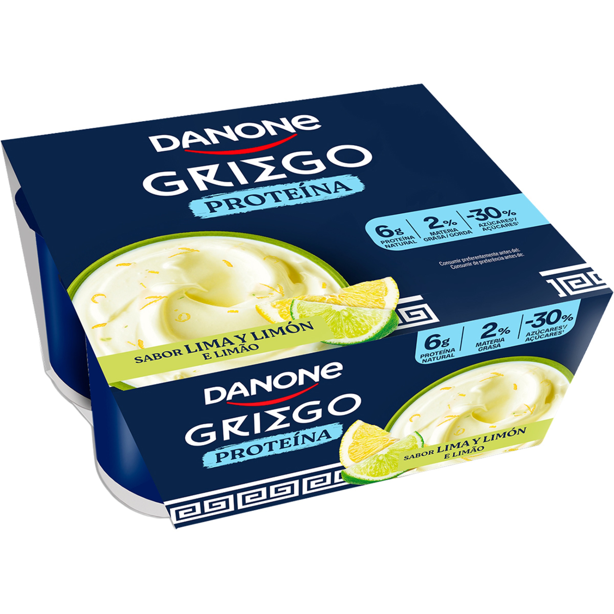 yogur griego proteína sabor lima limón - 30% azúcares pack 4 unidades 110 g