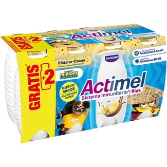 Kids L. Casei con plátano cacao sabor vainilla pack 8 unidades 100 g - Danone Actimel