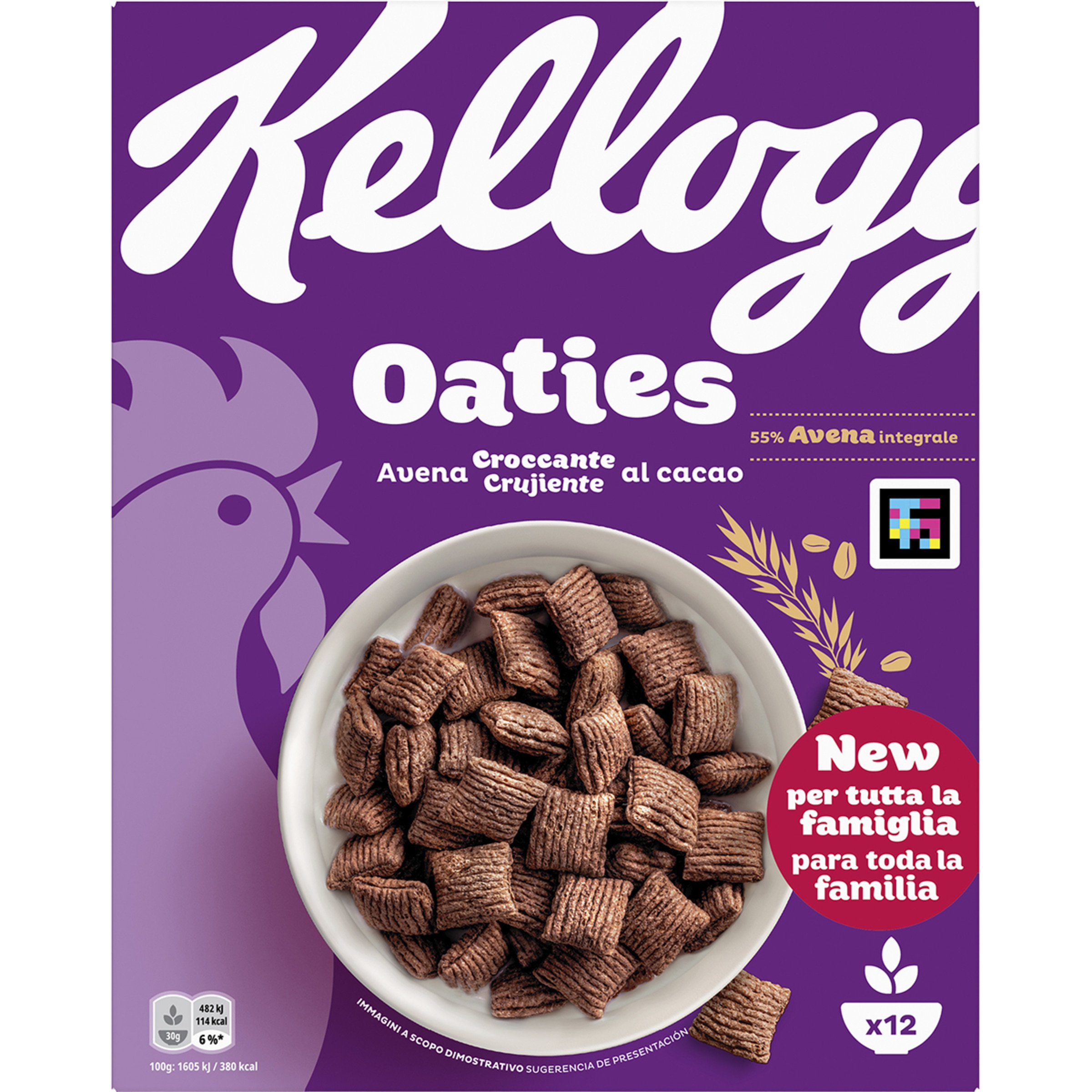 cereales de desayuno oaties avena crujiente al cacao paquete 360 g