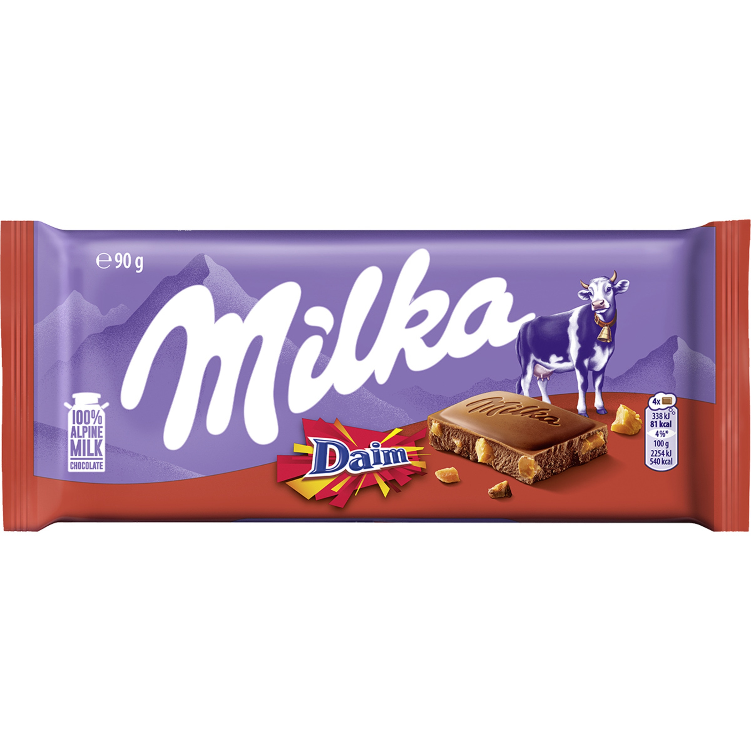 Daim chocolate con leche relleno con trozos de caramelo tableta 100 g