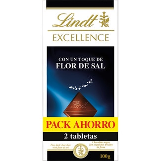 chocolate negro con flor de sal pack 2 tabletas 100 g - Lindt Excellence