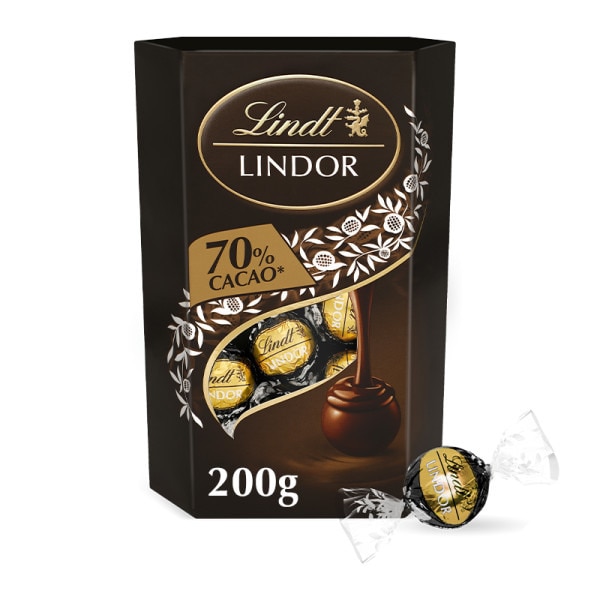 Bombons Chocolate Preto Lindor Cornet embalagem 200 g