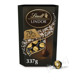 Bombons de Chocolate Preto Lindor embalagem 337 g - Lindt