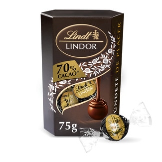 Bombons de Chocolate Preto 70% Lindor embalagem 75 g - Lindt