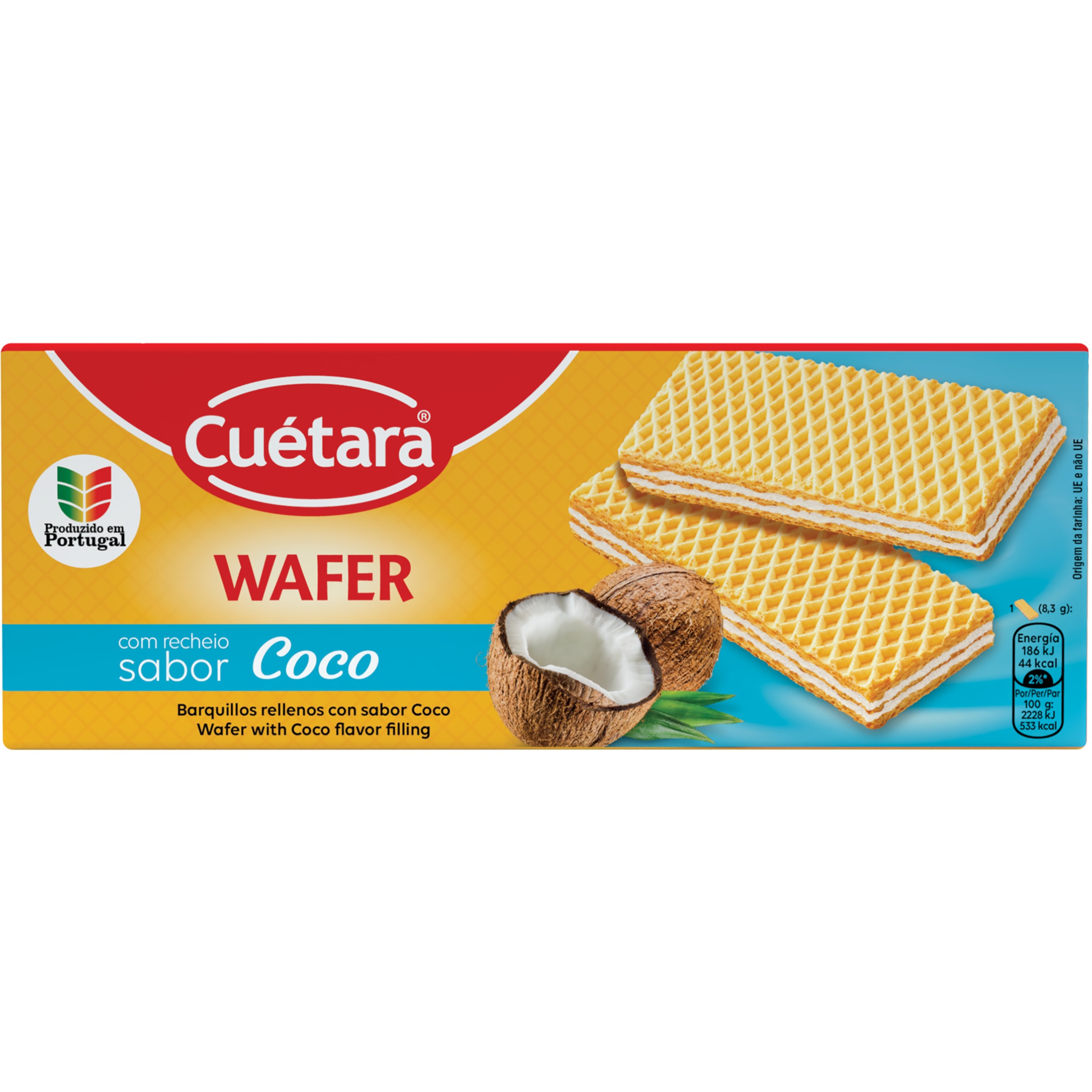 Bolachas Wafer Recheadas com Coco embalagem 150 g
