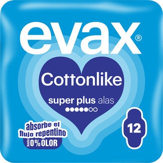 Cottonlike compresa con alas super plus bolsa 12 unidades - Evax