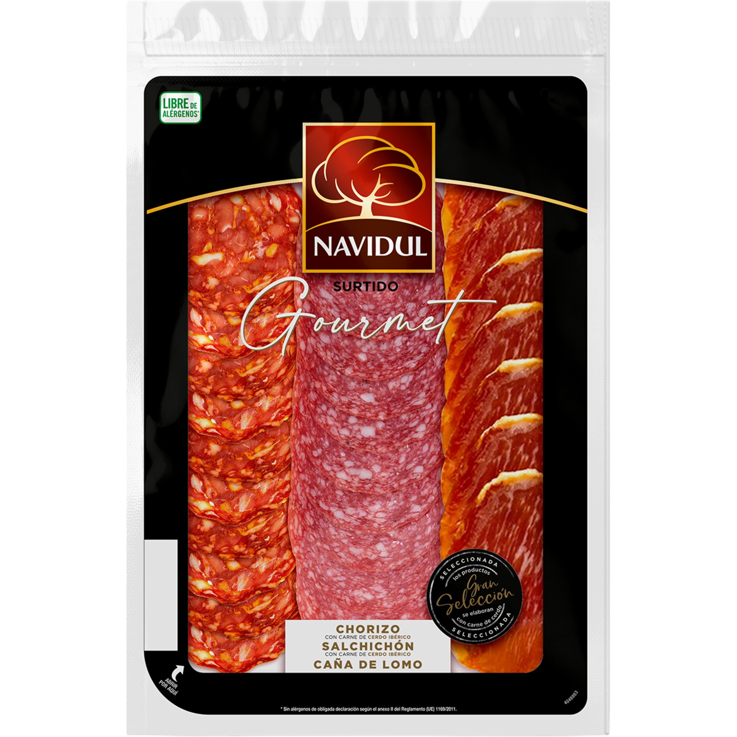 Surtido Gourmet chorizo y salchichón Gran Selección, caña de lomo en lonchas sin gluten envase 100 g