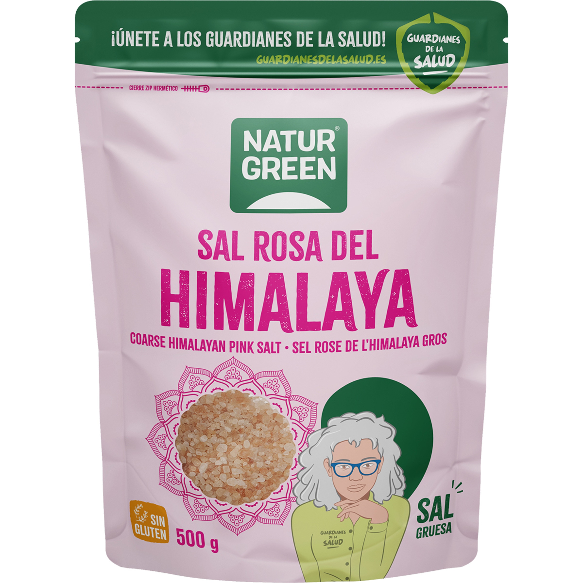 sal rosa del Himalaya gruesa sin gluten envase 500 g