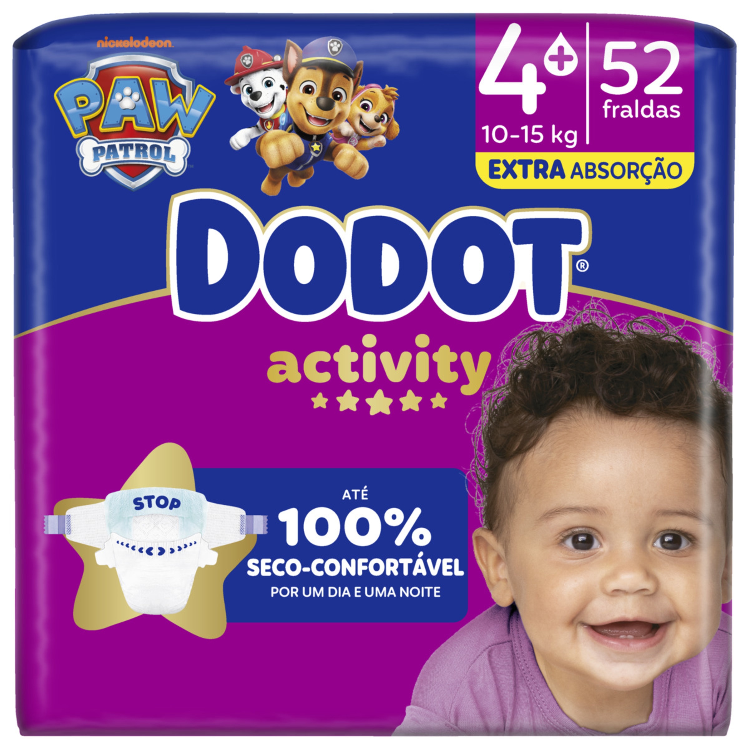 Fraldas Activity 10 a 15 kg Tamanho 4 Extra embalagem 52 unidades