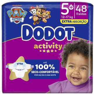 Fraldas Activity 12 a 17 Kg Tamanho 5+ embalagem 48 unidades - Dodot
