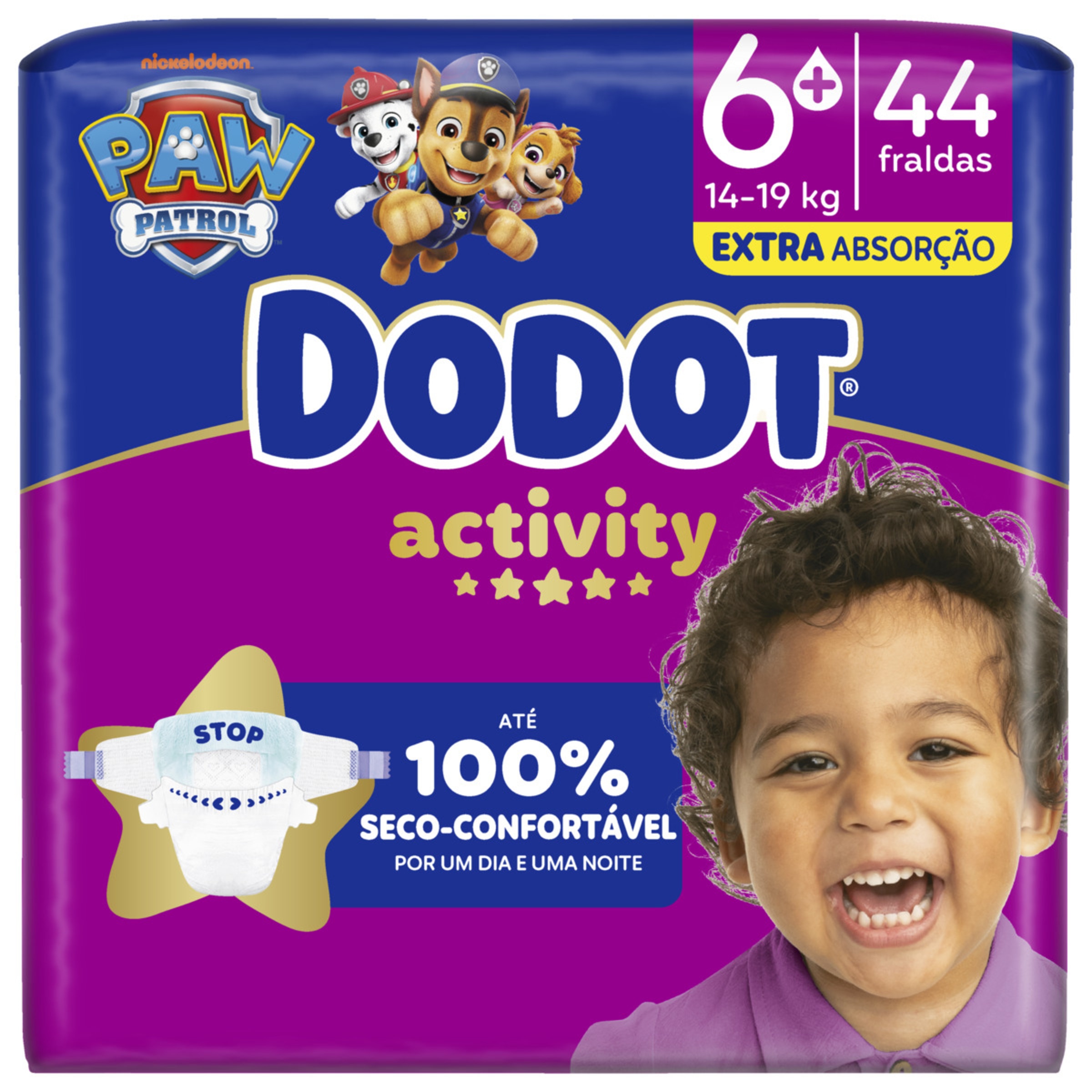 Fraldas Activity Extra 14+ Kg Tamanho 6+ embalagem 44 unidades