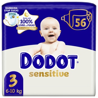 Fraldas Sensitive 6 a 10 Kg Tamanho 3 embalagem 56 unidades - Dodot
