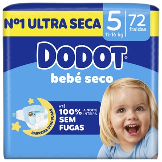 Fraldas Bebé Seco Tamanho 5 embalagem 72 - Dodot
