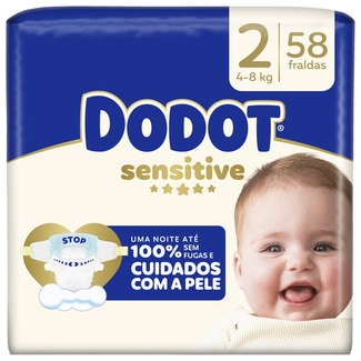 Fraldas Sensitive Carry 4-8 Kg T2 embalagem 58 unidades - Dodot