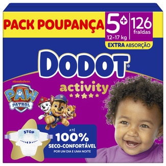 Box Fraldas Activity 12-17kg T5+ embalagem 126 unidades - Dodot