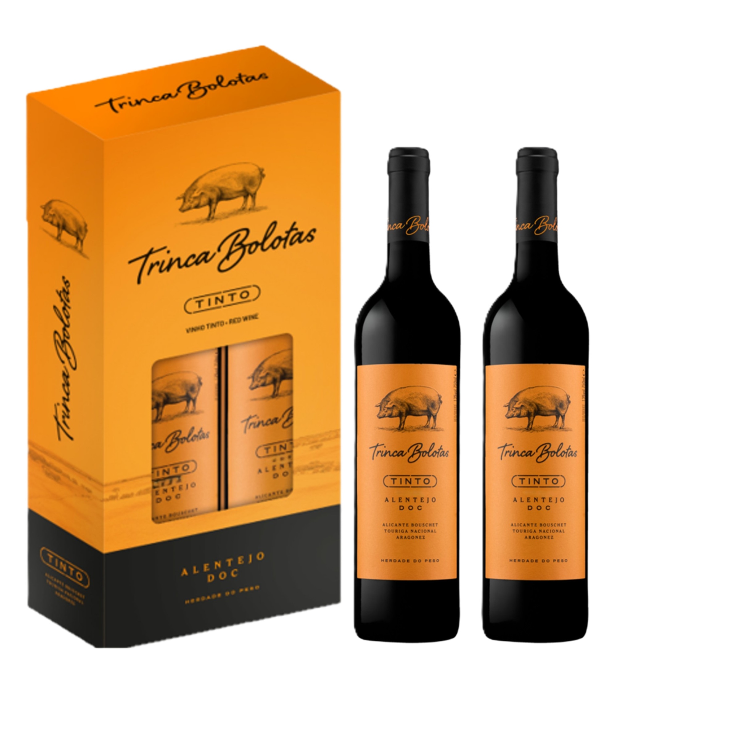 Conjunto de 2 Garrafas Vinho do Alentejo Trinca Bolotas garrafa 75 cl