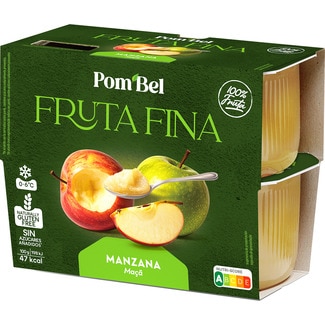 La Fruta de Cuchara compota de manzana 100% fruta sin gluten pack 4 tarrinas 100 g - Pom'bel