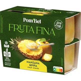 La Fruta de Cuchara compota de manzana y piña 100% fruta sin gluten pack 4 tarrinas 100 g - Pom'bel
