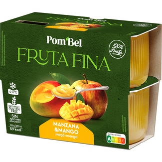 La Fruta de Cuchara compota de manzana y mango 100% fruta sin gluten pack 4 tarrinas 100 g - Pom'bel