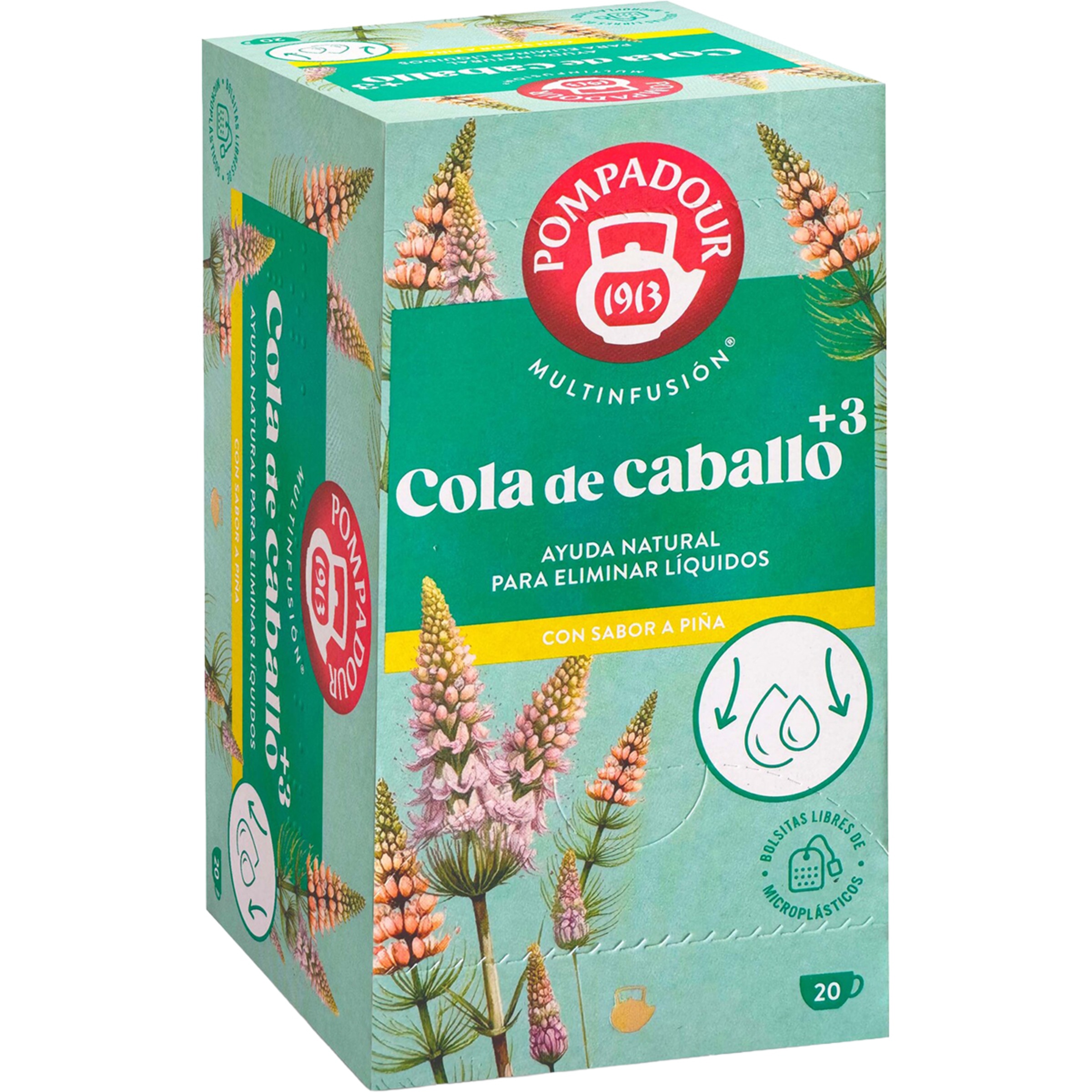 infusión de cola de caballo plus 3 ayuda natural para eliminar líquidos estuche 20 bolsitas