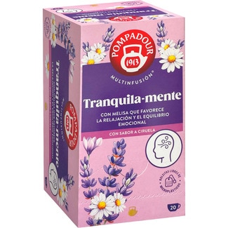 Tranquila-mente infusión con melisa que favorece la relajación y el equilibrio emocional estuche 20 bolsitas con sabor a ciruela - Pompadour