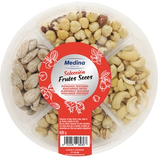 Selección Frutos Secos bandeja 400 g con anarcardos fritos, almendras, pistachos y avellanas tostadas - Medina