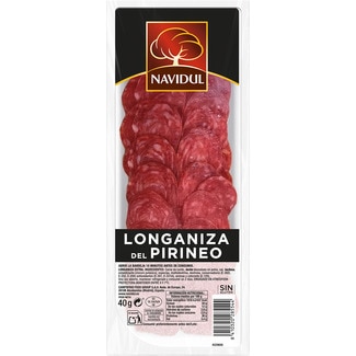 longaniza del pirineo en lonchas sin gluten envase 40 g - Navidul