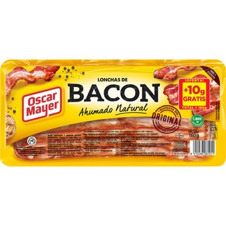 bacon semicocido y ahumado natural en lonchas sin gluten envase 150 g - Oscar Mayer