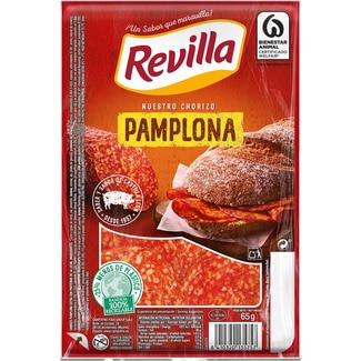 chorizo de Pamplona en lonchas sin gluten envase 65 g - Revilla