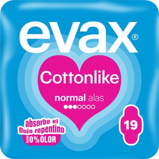 Cottonlike compresa con alas normal bolsa 19 unidades - Evax