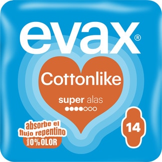 Cottonlike compresa con alas super bolsa 14 unidades - Evax