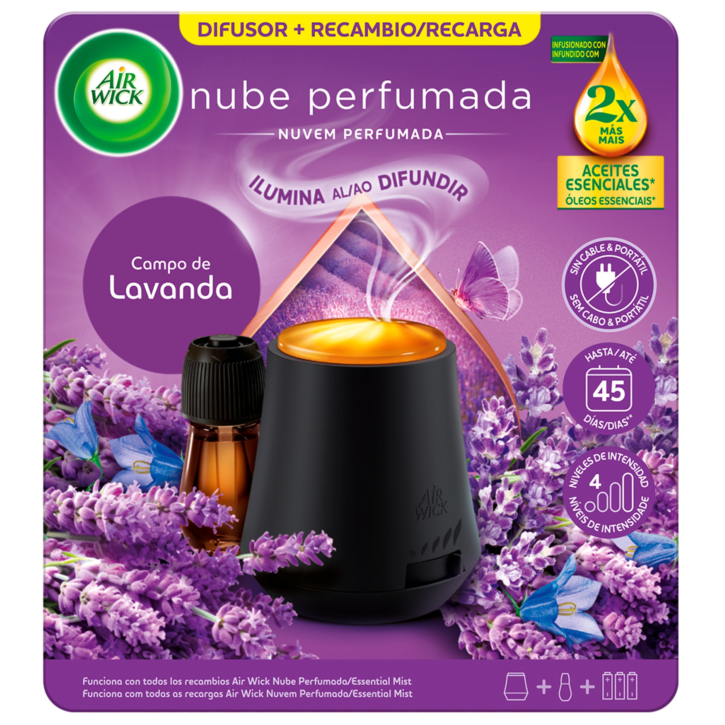 Ambientador Eléctrico e Recarga Lavanda embalagem 20 ml
