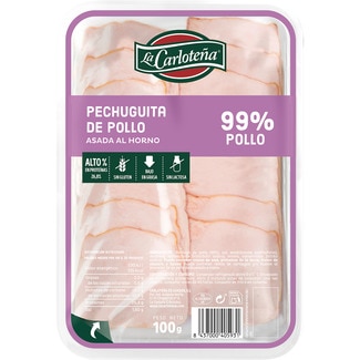 pechuguita de pollo asada en lonchas sin gluten envase 100 g - La Carloteña