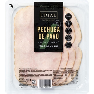 pechuga de pavo asada al horno bajo en grasa en lonchas sin gluten sin lactosa envase 100 g - Frial