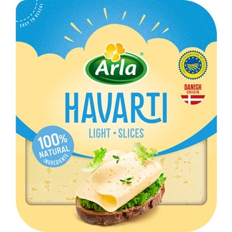 queso danés havarti light de vaca IGP en lonchas envase 175 g elaborado con leche pasteurizada - Arla