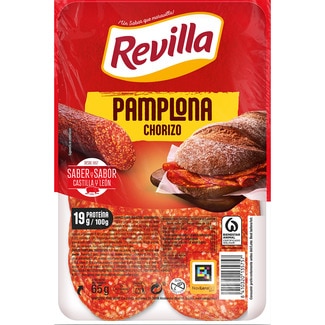 chorizo de Pamplona en lonchas sin gluten envase 65 g - Revilla