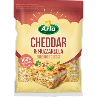 queso rallado cheddar & mozzarella de vaca especial para horno envase 175 g elaborado con leche pasteurizada - Arla