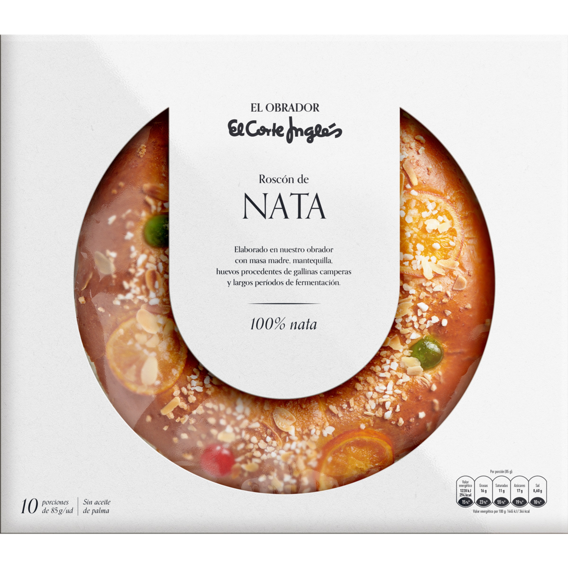 roscón de Reyes relleno de nata estuche 850 g