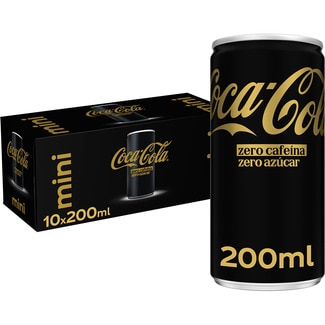 Azúcar ZERO CAFEÍNA refresco de cola mini pack 10 latas 20 cl - Coca-cola Zero