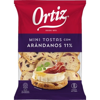 mini tostas con arándanos ideal para quesos y foie bolsa 90 g - Ortiz