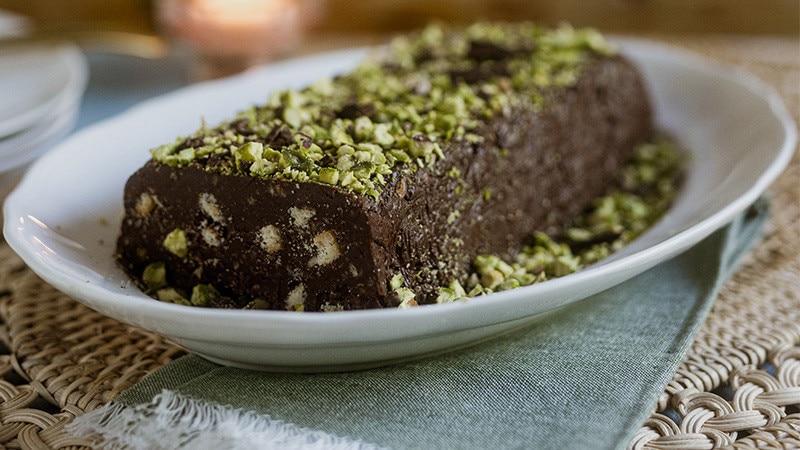 Salame de Chocolate e Pistacho