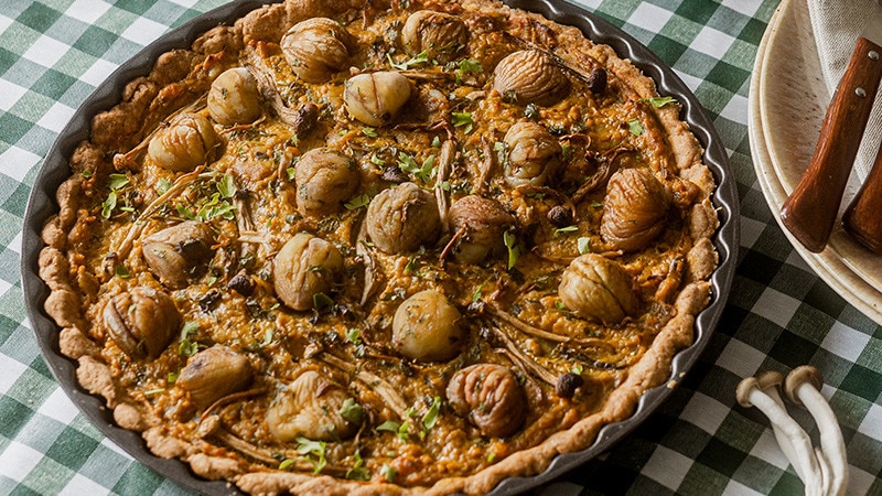 Tarte de Castanhas e Cogumelos