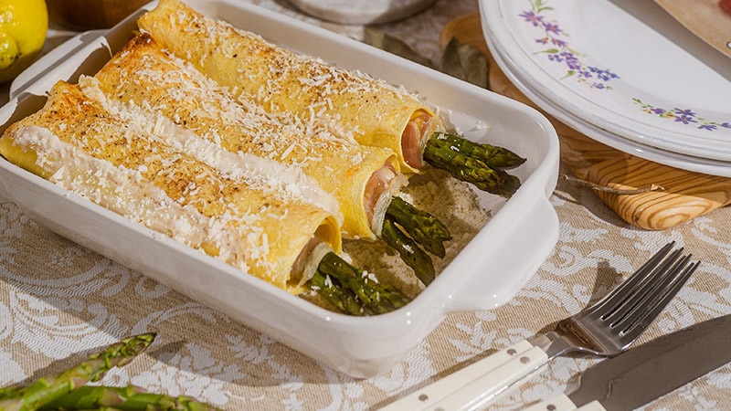 Canelones de Espargos e Presunto