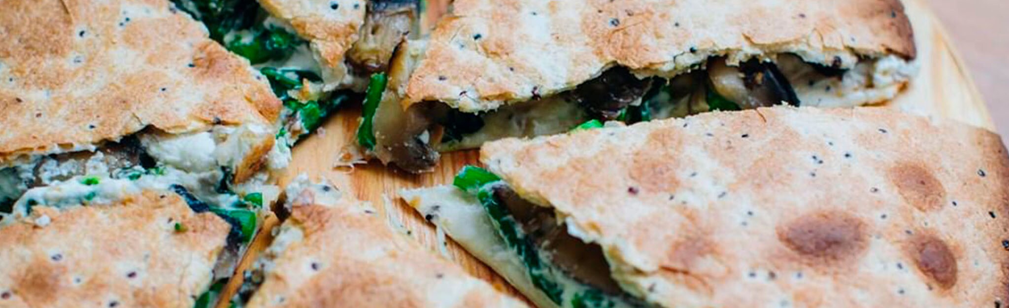 Quesadilla de Brócolos e Cogumelos com Ricotta