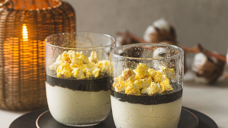 Mousse Cheesecake de Caramelo com Pipocas