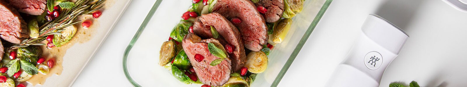 Filete de ternera al vacío con coles de Bruselas