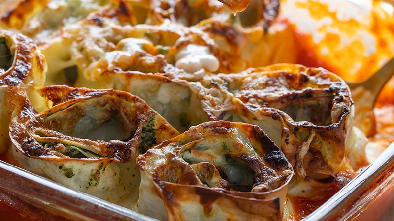 Rolos de Lasanha de Espinafres