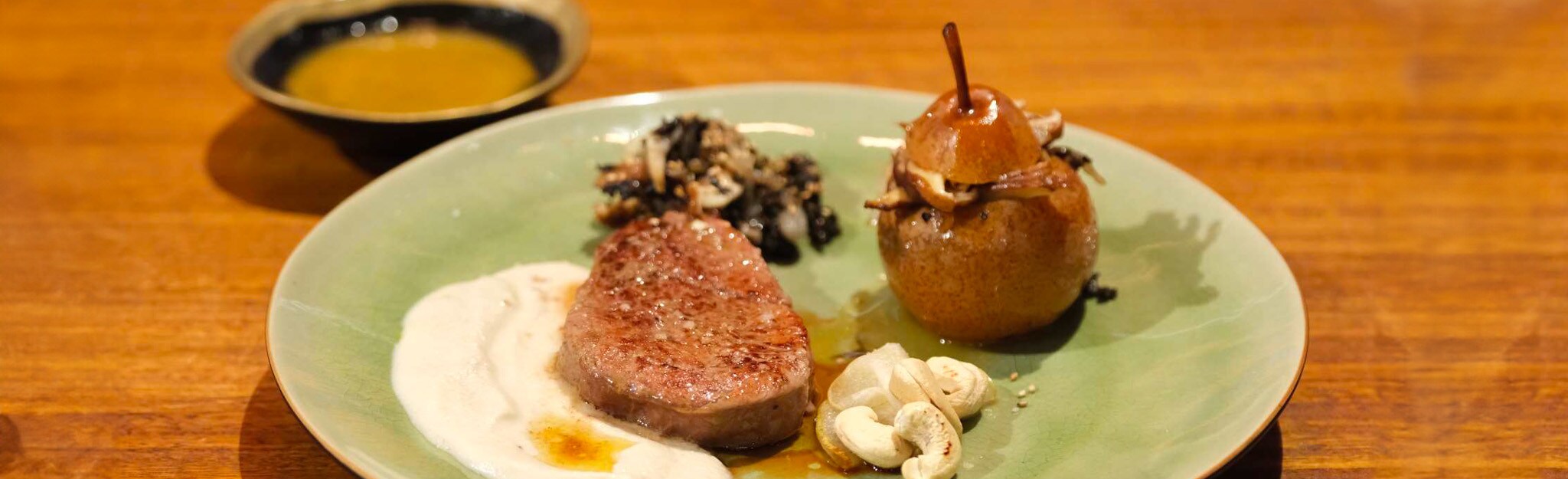 Bife do Lombo com Três Texturas de Pera
