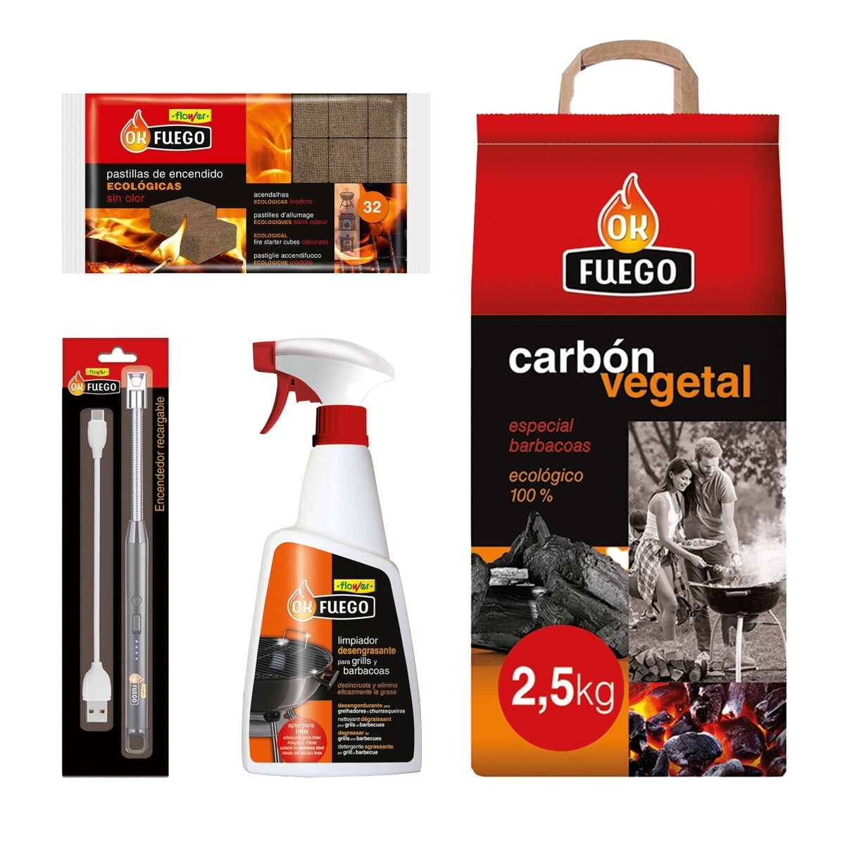 Pack carbón &amp; accesrios básico -Prepara tu barbacoa