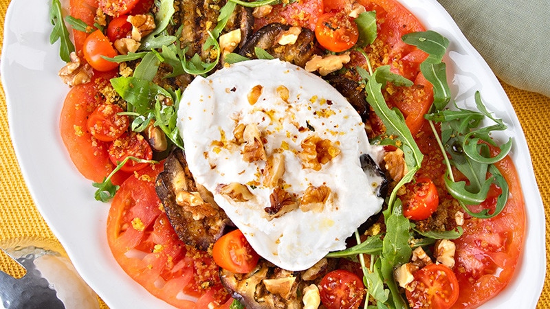 Salada de Burrata e Beringela